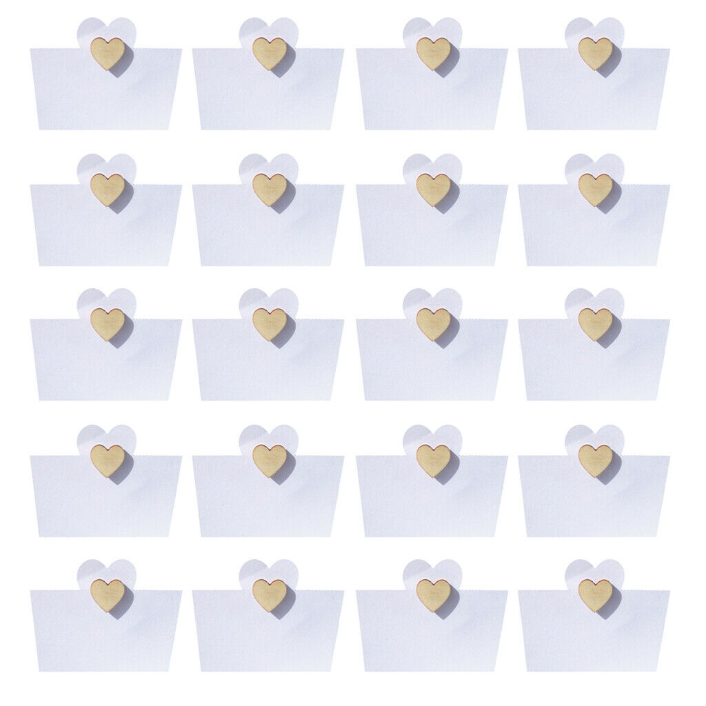 50 Pieces Wooden Love Heart Table Name Place Cards Wedding Party Decor Favor