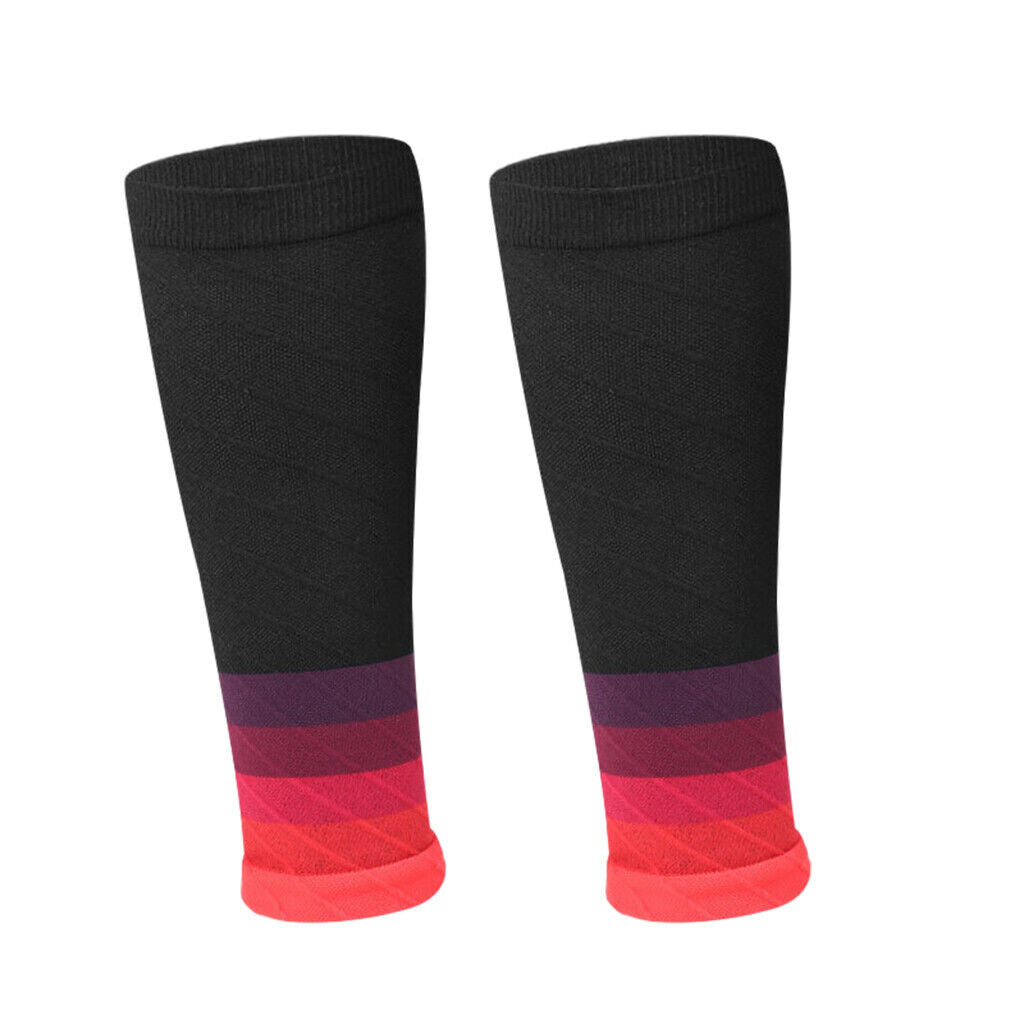 2 Pairs Calf Compression Socks for Man Woman Hikers Running Gym Gray and Red