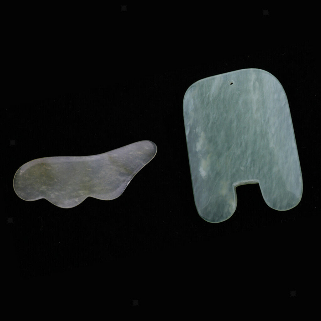 2X Natural Hsiuyen Jade GuaSha Scraping Massage Board Tools SPA Acupuncture