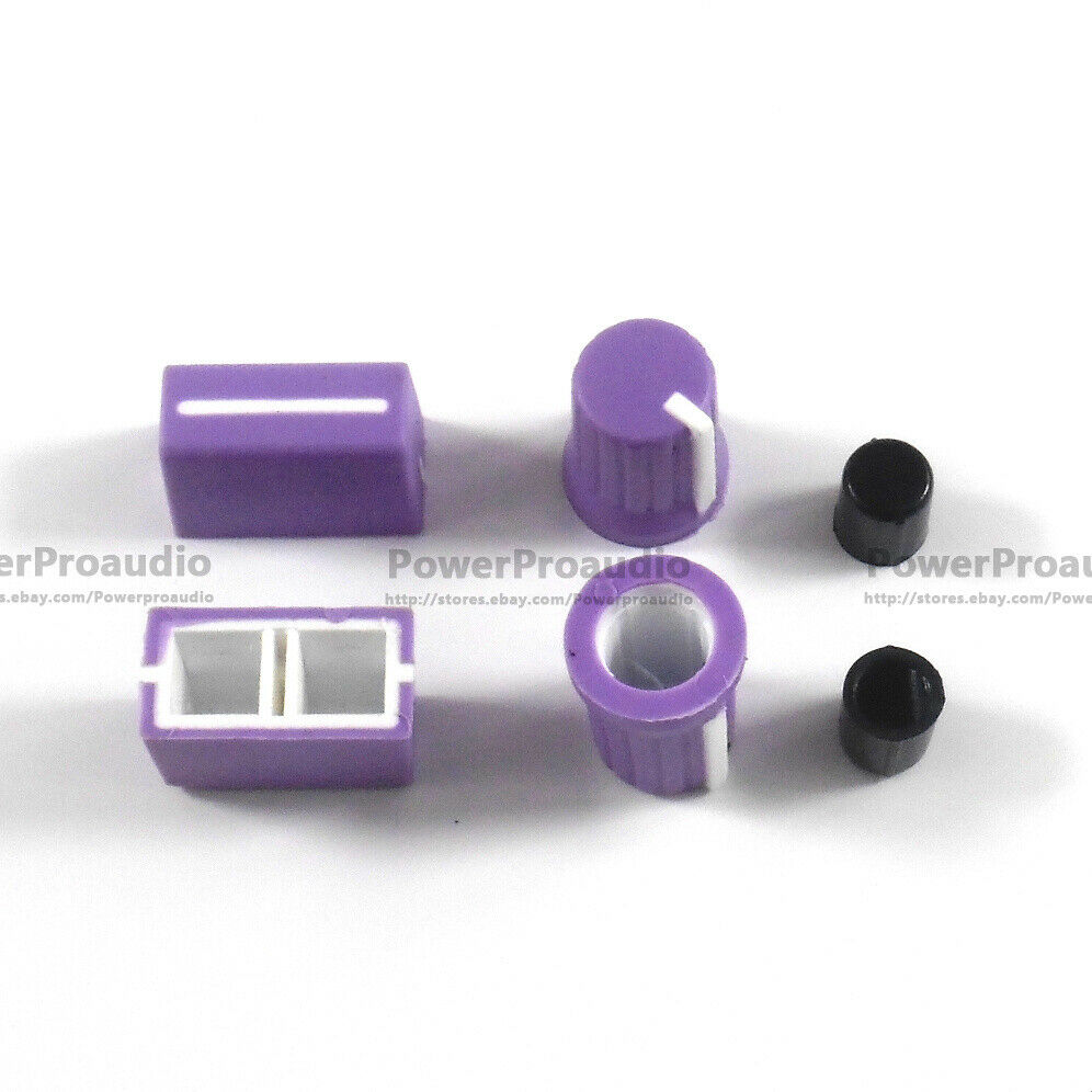2PCS Rotary Knob+2PCS Fader Cap For Rane Mixer TTM 57 61 62 64 68 (Purple)