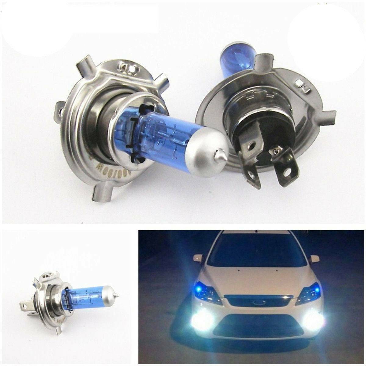 2x Bright H4 100W 12V 6000K Xenon White Gas Halogen Headlight Light Lamp Bulb US