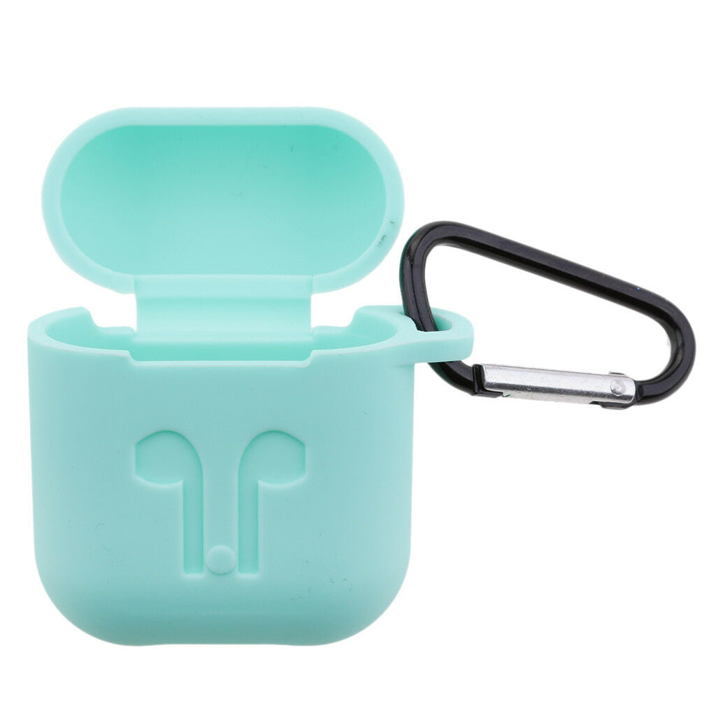 Silicone Protective Cover with Keychain for AirPods Wireless Earphone Teal
