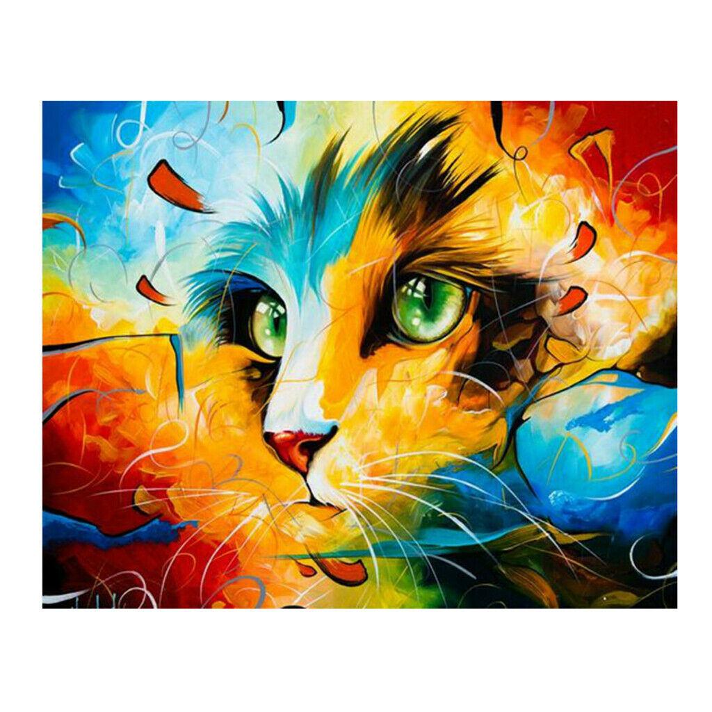 Paint by Numbers the Numbers Art Hanging Decors Adults Kids - Colorful Cat