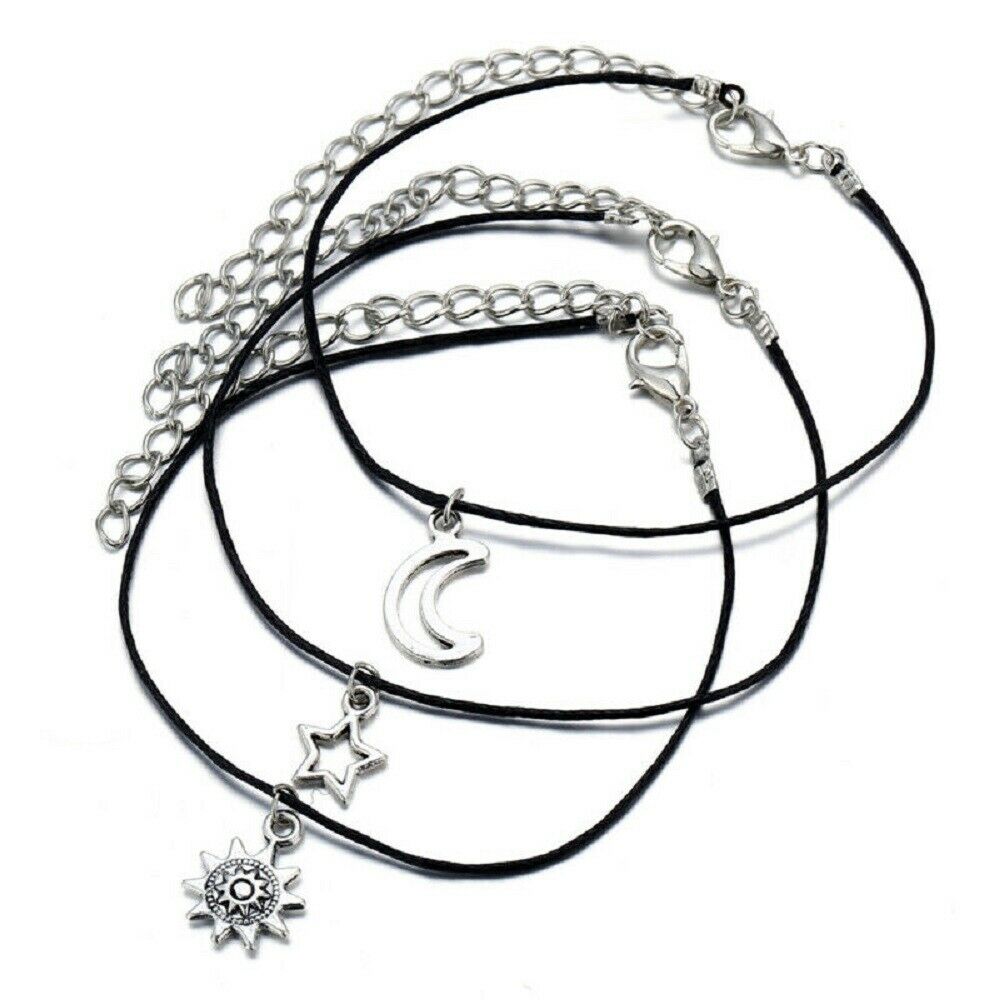 3PCS Boho Sun Star Moon Ankle Anklet Bracelet Chain Foot Jewelry Beach Gift New