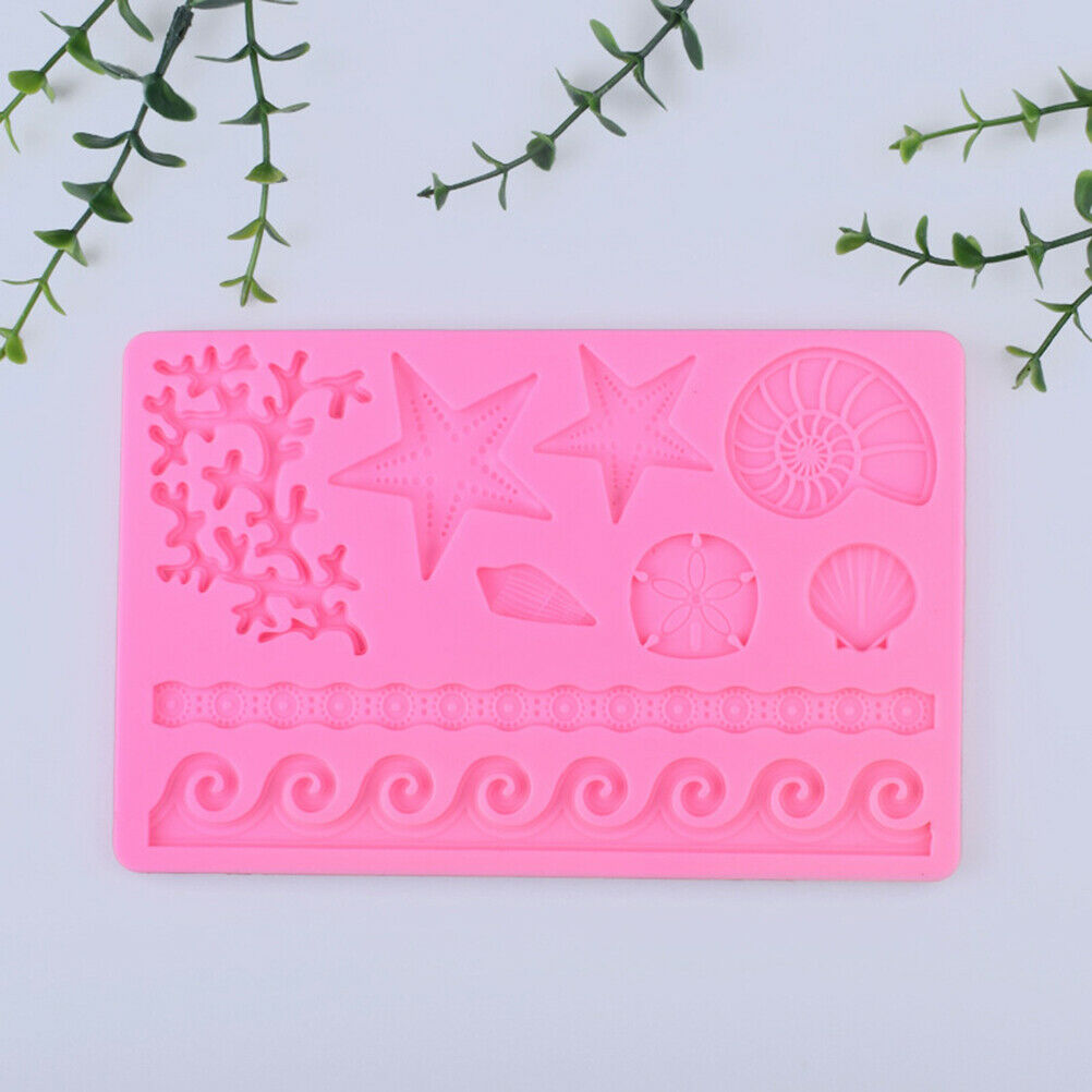 Sealife Shape Fondant Mold Silicone Shell Conch Wave Cake Mold DIY Paste Dec TL