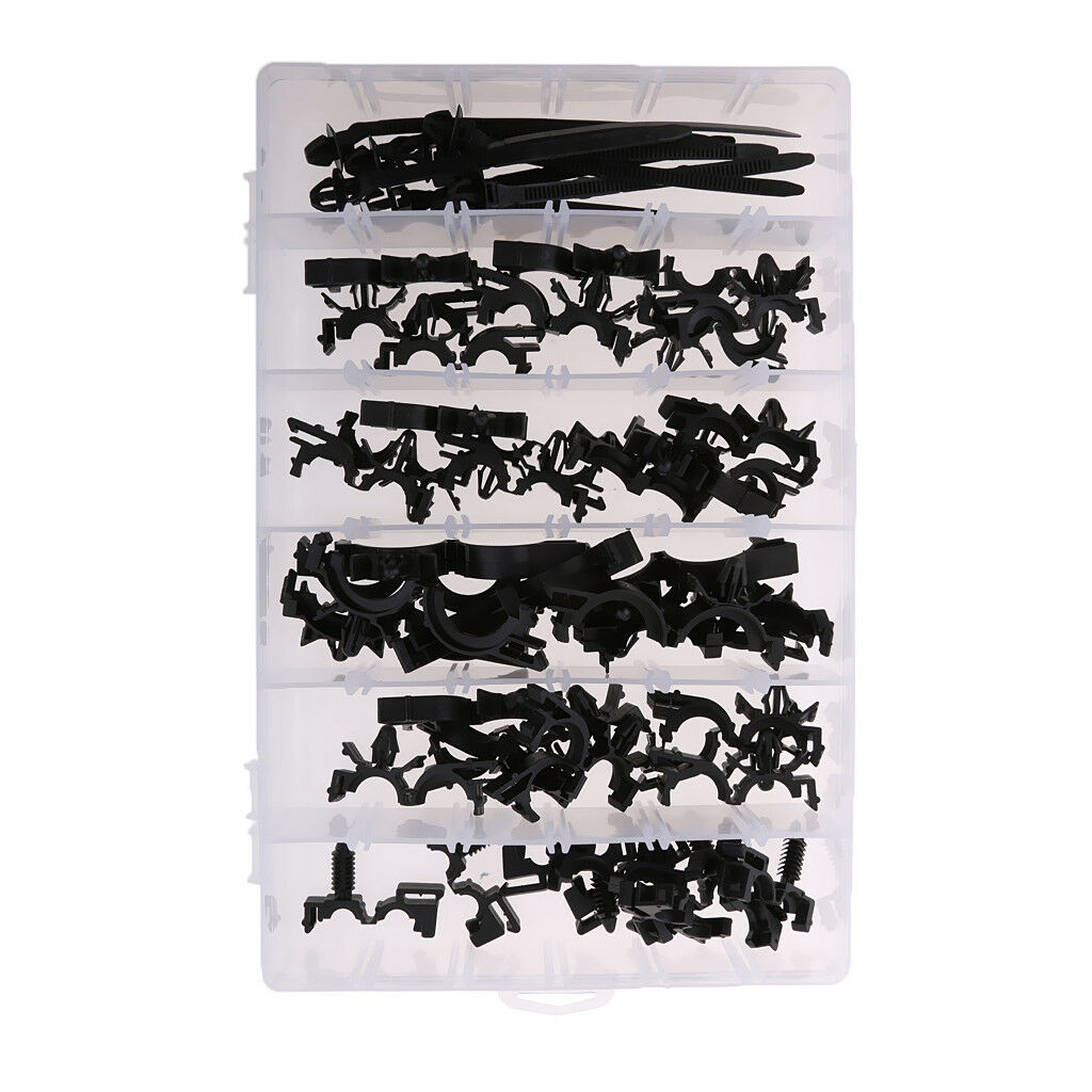 54pcs/Set Automotive Wire Loom Routing Clips 6 Kinds Clamps with Storage Box