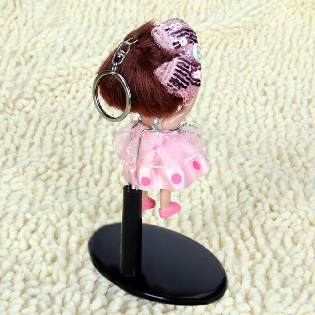 Black Adjustable Metal Stand Display Holder Plastic Base 4.1-5.1inch For