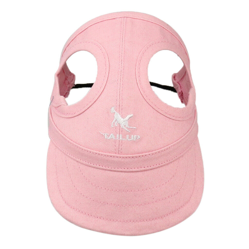 Baseball Hat Sun-shading Bucket Cap with Ear Holes For Dogs Pet Cats Pink XL