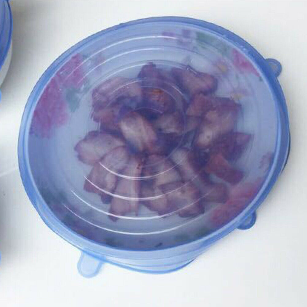 6pcs Reusable Silicone Fresh-keeping Cover Food Sealing Cap Stretch Lids @