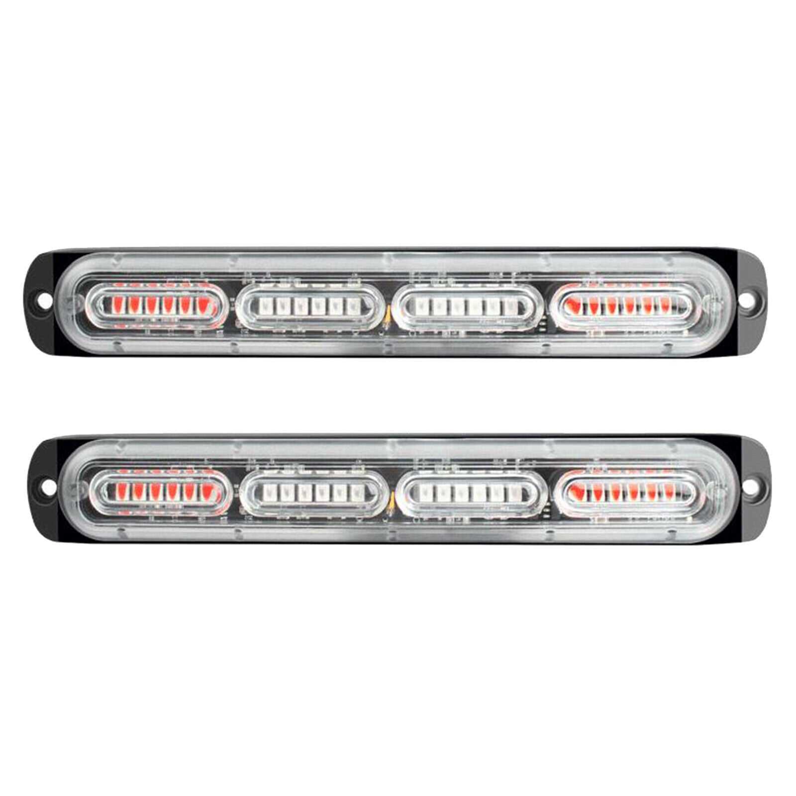 2PCS Car Truck 24 LED Warning Hazard Strobe Flashing Lamp Bar Red_Whte