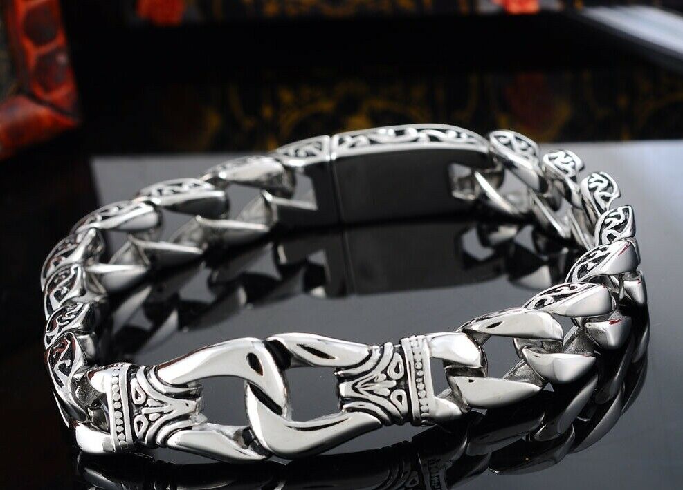 Unisex Men's Crucible Stainless Steel Cuban Curb Chain Bracelet BF38