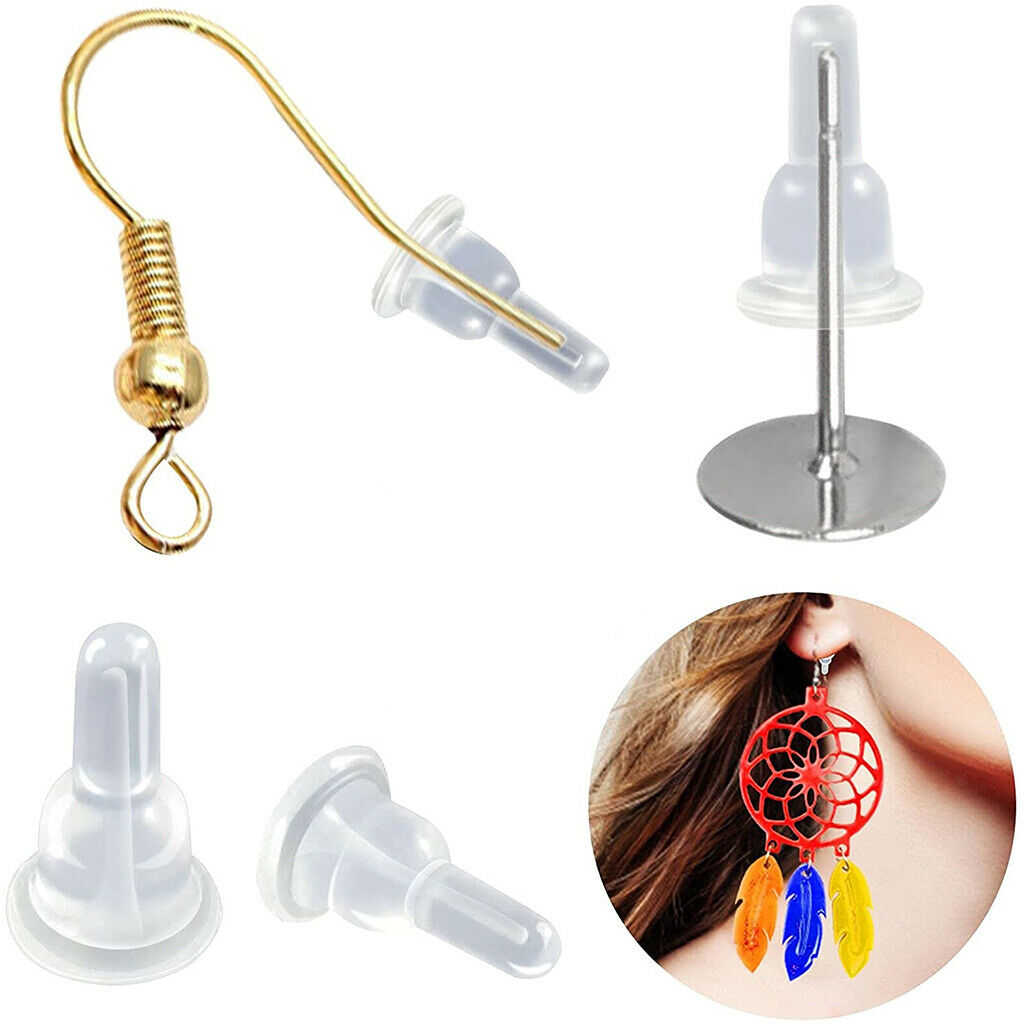 Silicone Earring Backs Clear Bullet Earring Clutch Safety Back Sleeves Nuts
