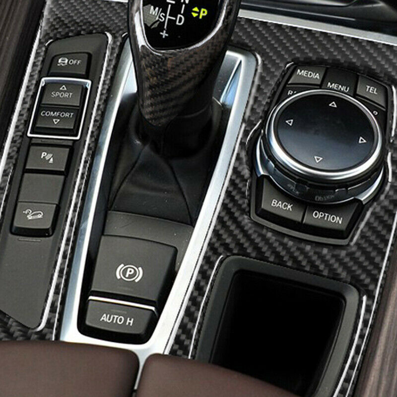 Carbon Fiber Style Gear Shift Box Panel Cover Fit For BMW X5 X6 F15 F16 14-18
