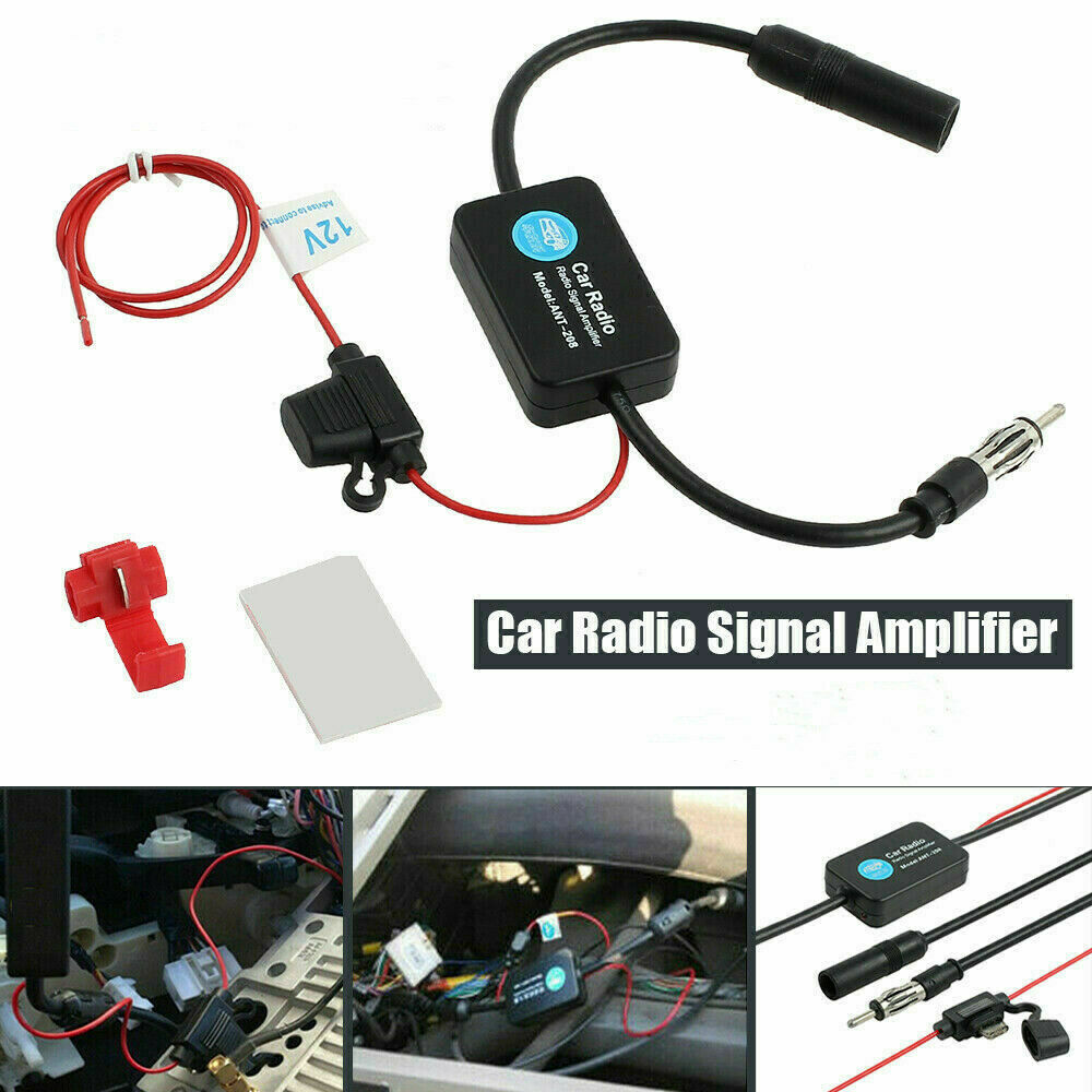 12V ANT-208 Car FM & AM Radio Antenna Signal Amplifier Aerial Signal Amp Booster