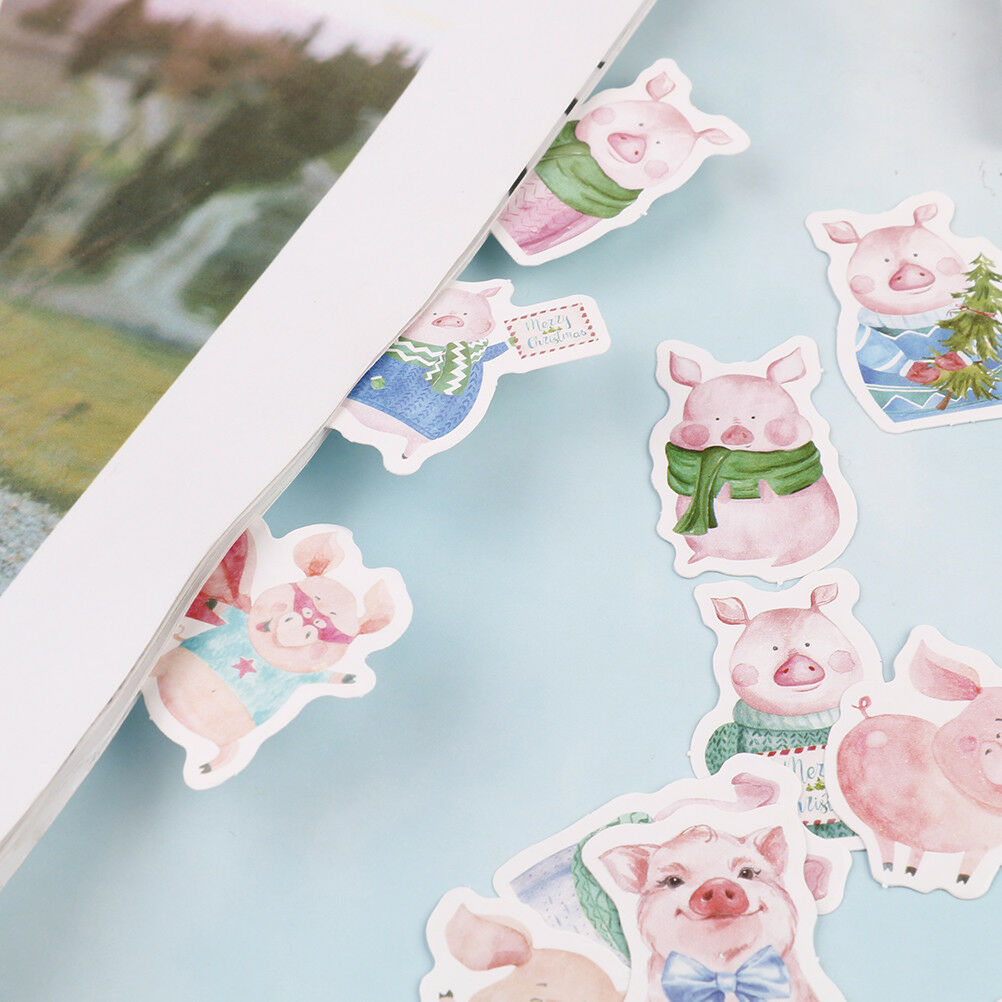 46pcs Pink piglet paper decor diy diary scrapbooking label sticke.l8