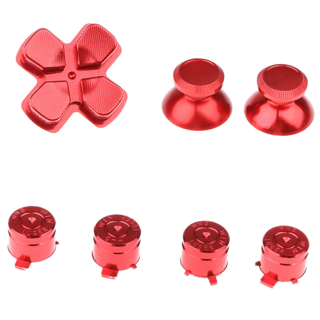 Replacement Parts Full Housing D Pad, Thumbstick & Buttons for Sony PS4 Kit-Red
