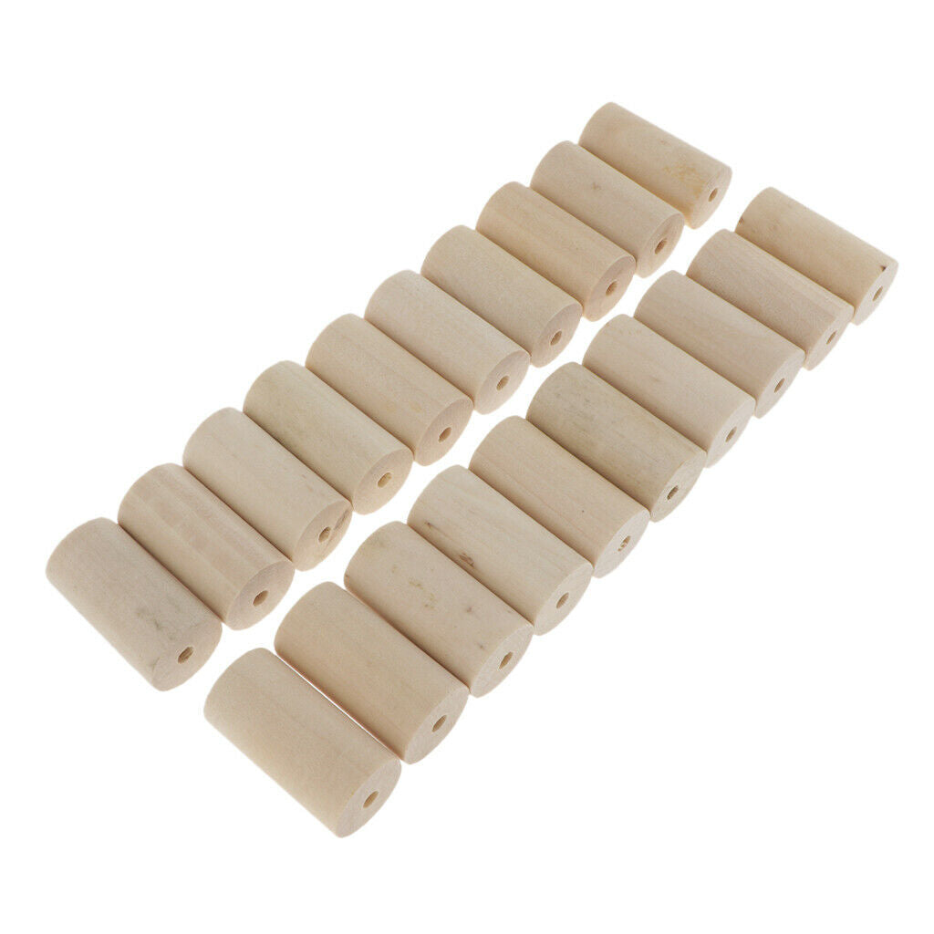 20x Natural Wooden Beads Round Cylinder Column Blocks DIY Craft Home Decor