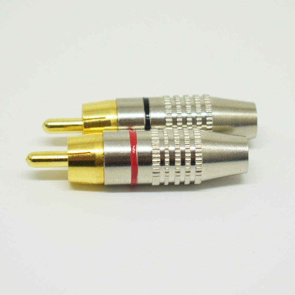1pair Soldering Metal RCA Male Plug Audio Video Cable Adapter Connector 6mm