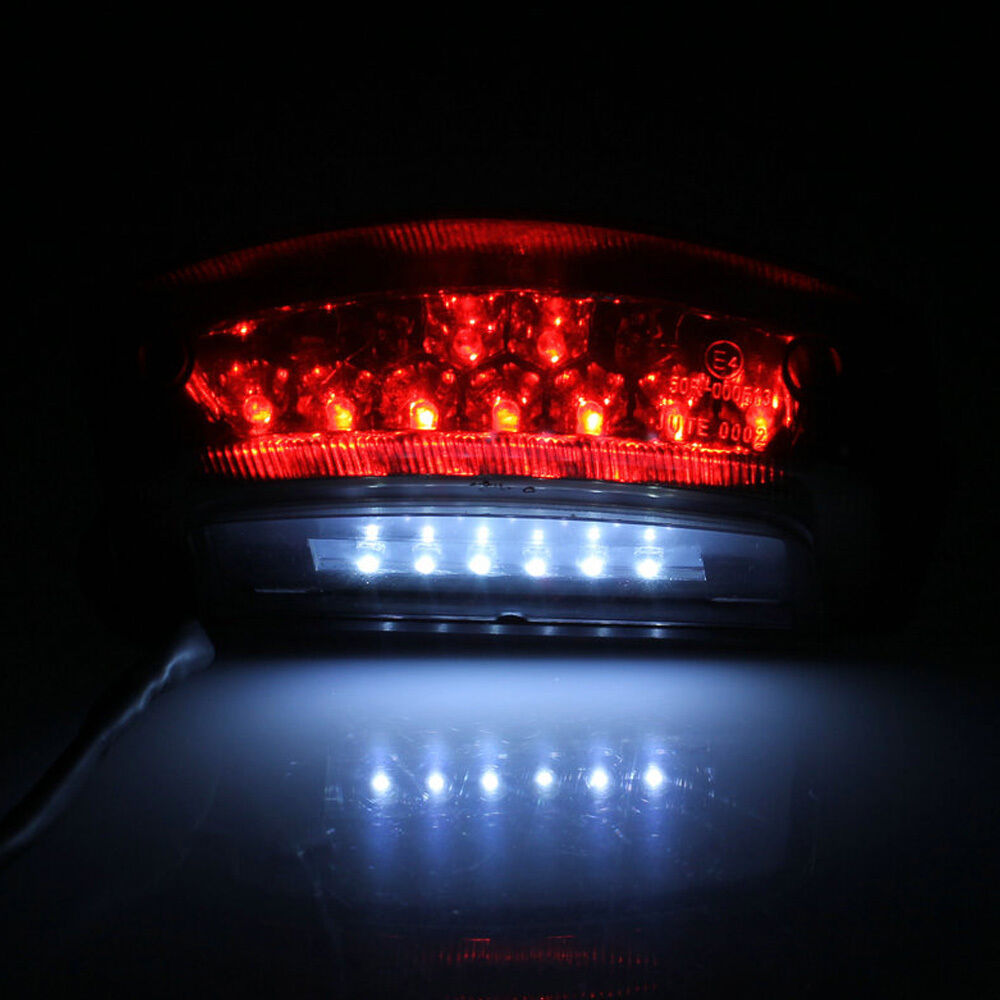 Red/White 21 LED Motorcycles Rear Tail Brake Light License Number Plate Lamp 12V