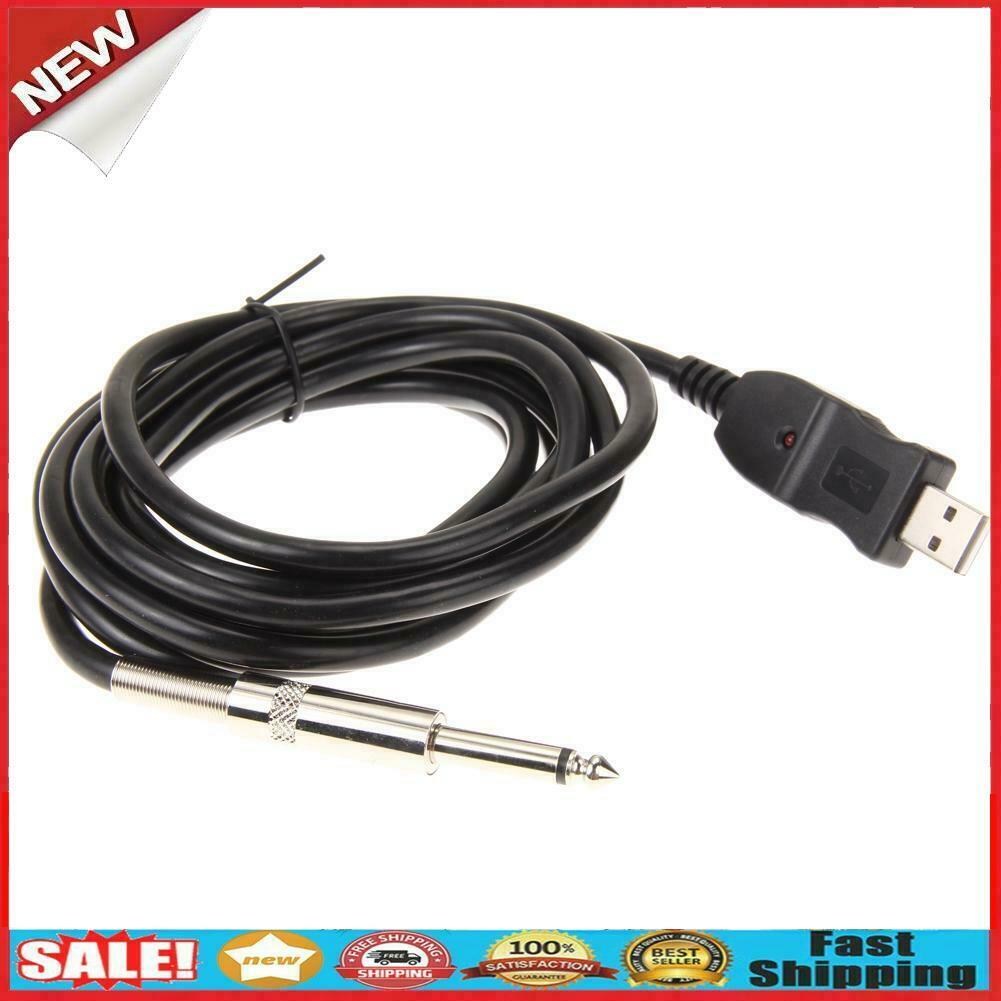 Guitar Bass 1/4'' 6.3mm To USB Link Connection Instrument Cable Adapter @