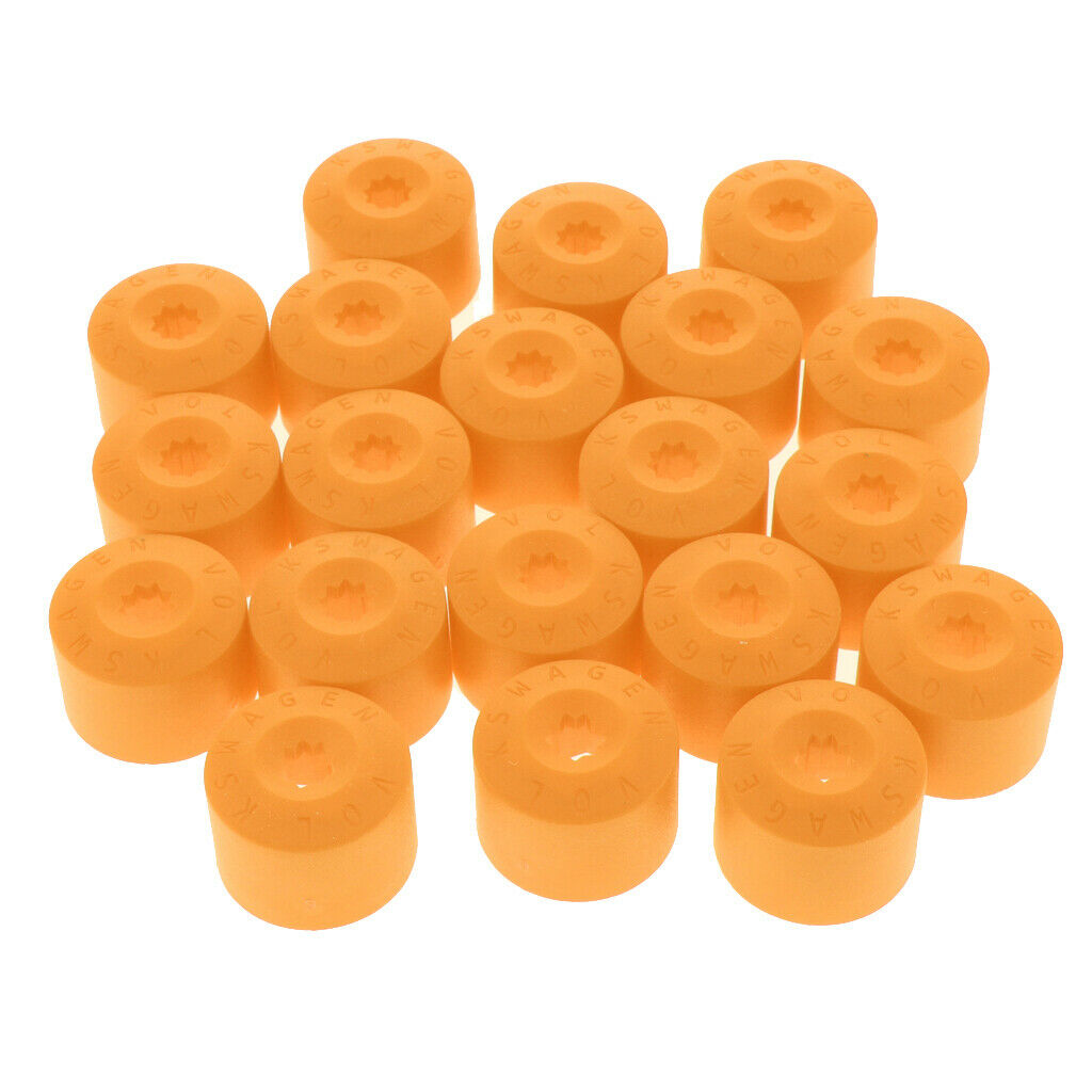 20PCS Wheel Nut Bolt Tire Screw Cap Dust Cover+Tool for VW Golf Yellow