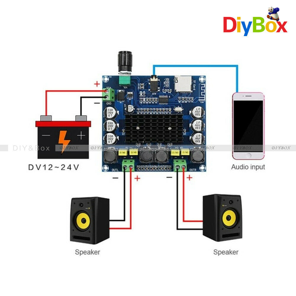 Digital XH-A104 Bluetooth 4.1 Power Amplifier Board TPA3116 50WX2 TF DC12-24V