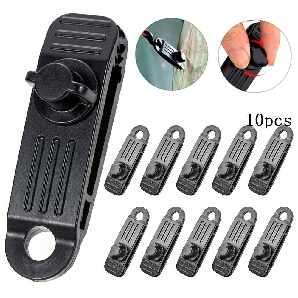 Reusable 10X Windproof Clip Awning Clamp Tarp Clips Snap Hanger Tent Camping US