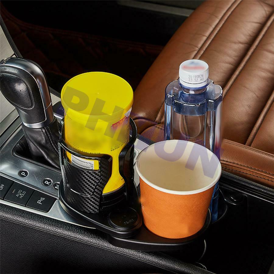 Adjustable Dual Car Center Console Cup Holder Bottle Drink Carbon Fiber Look 1x
