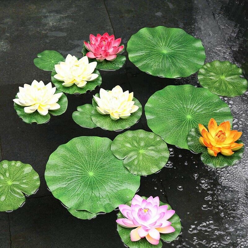 Pack Of 9 Artificial Floating Foam Lotus Leaves Water Lily Pads Ornaments GreeS6