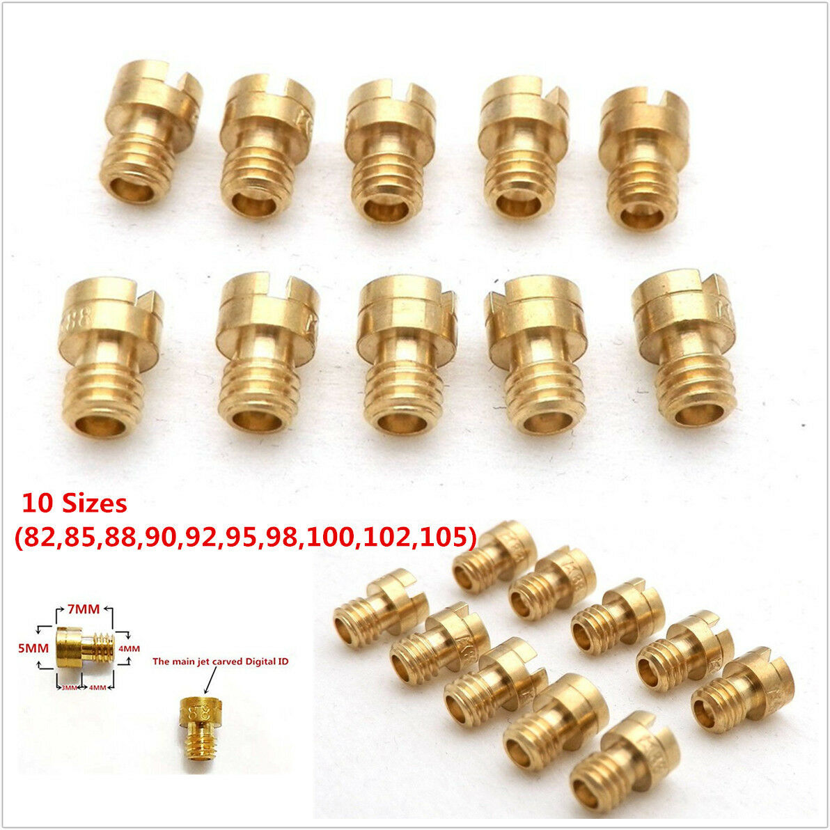 10x 4mm Main Jets Round Head for GY6 50cc 139QMB Scooter Motorcycle Carb 82-105