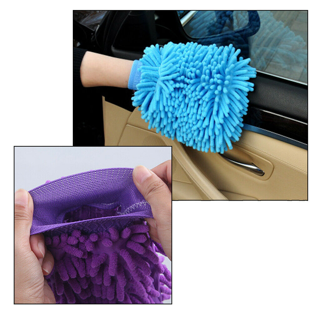 Microfiber Cleaning Mitten Double Sided Chenille Glove Cleaning Cloth Home