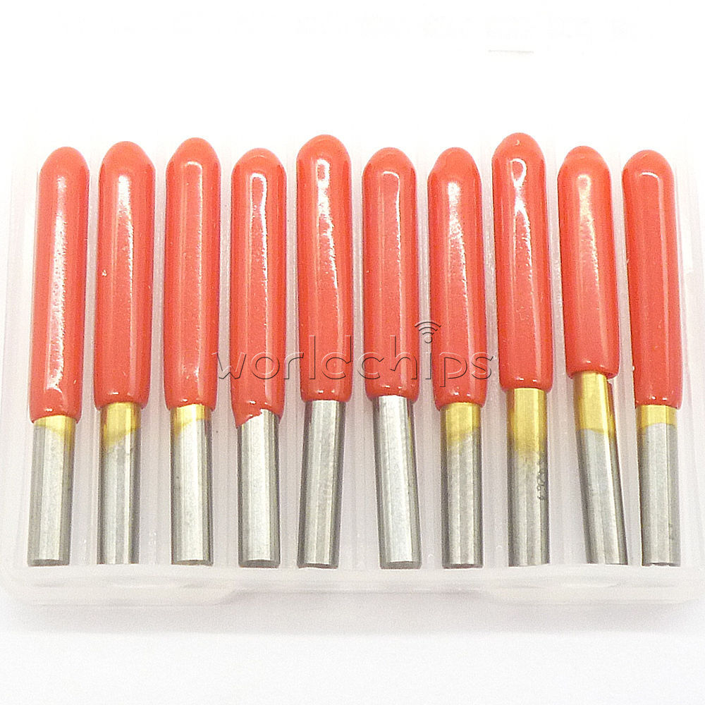 10PCS Carbide PCB Engraving Bits 3.175mm CNC Router Tool 10 Degrees 0.1mm V-Shap