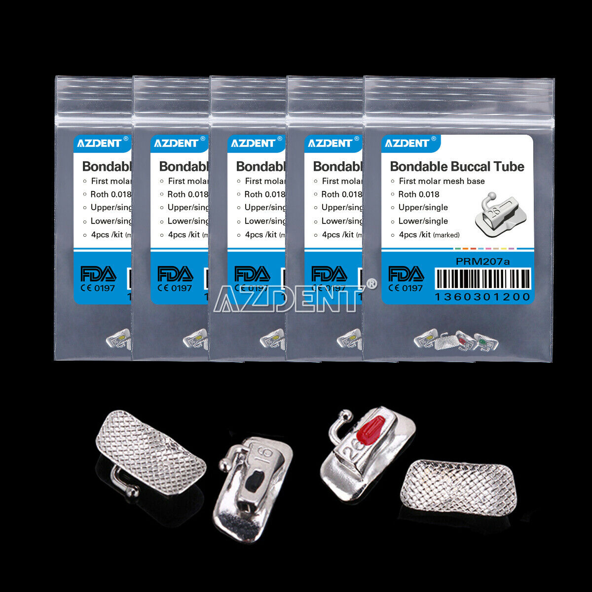 100X AZDENT Dental Orthodontic 1st Molar Buccal Tubes Bondable Non-Conv Roth 018