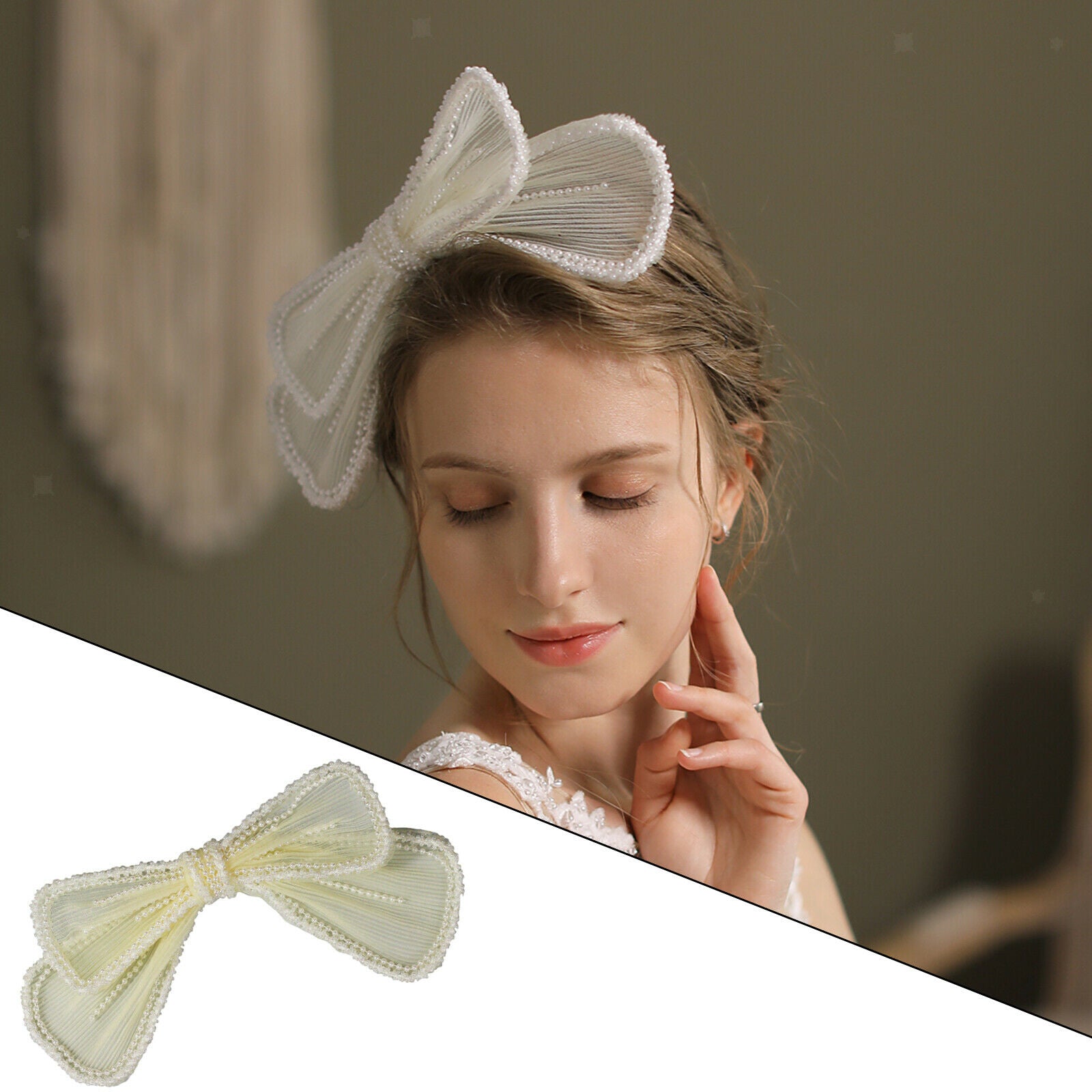 Pearls Beads Lace Bows Hair Clip Large Hairpin Headpiece Hair Accessories