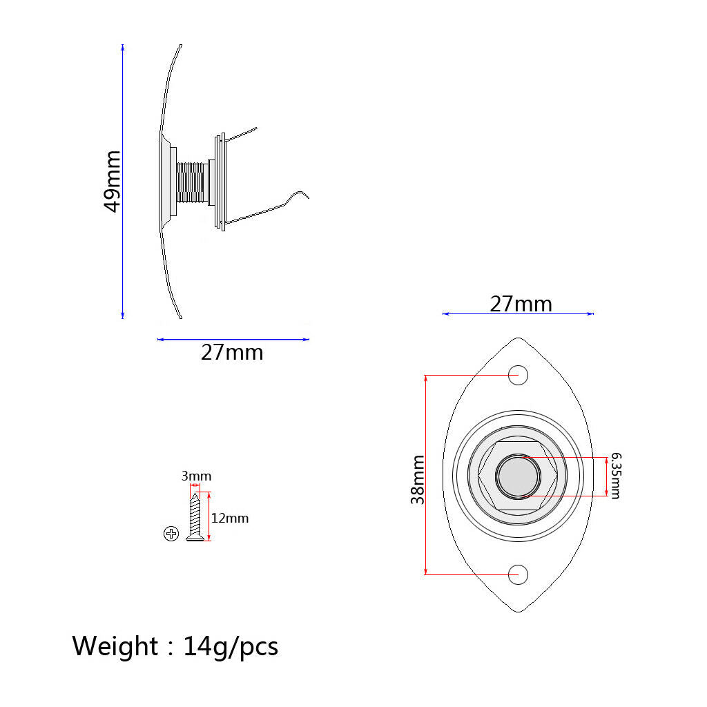 Electric Guitar Oval Shape Output   Plate 1/4inch for  ST  TL