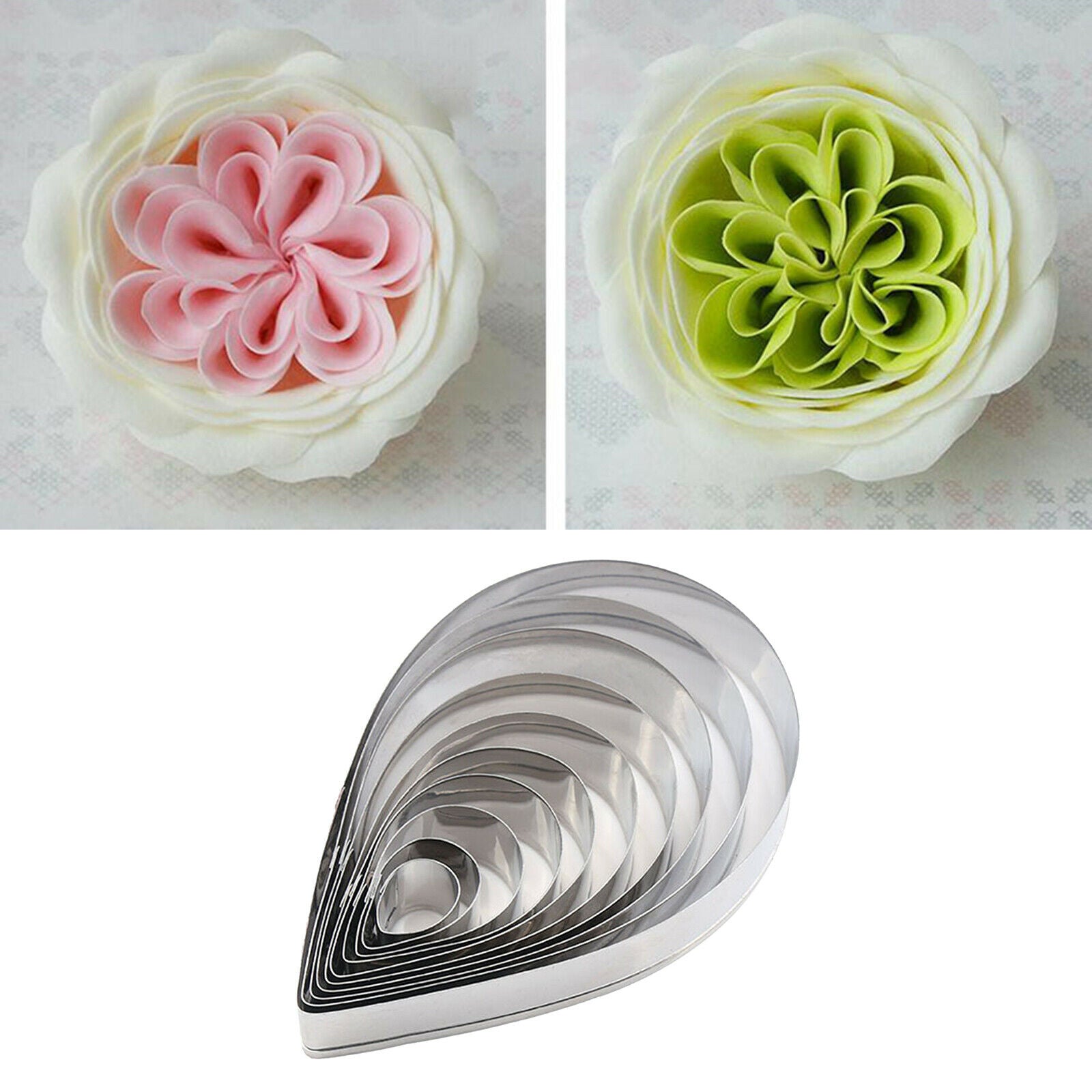 10x Stainless Steel Drop Mousse Cake Moulds Jelly Cutter for Kitchen