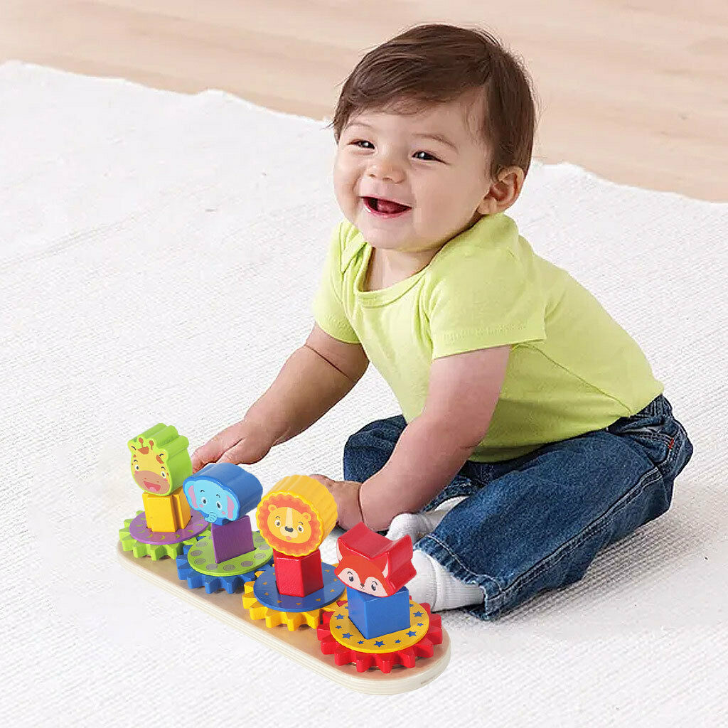 Stacking Block Toys Animal Shape Color Recognition Gear Puzzle Preschool