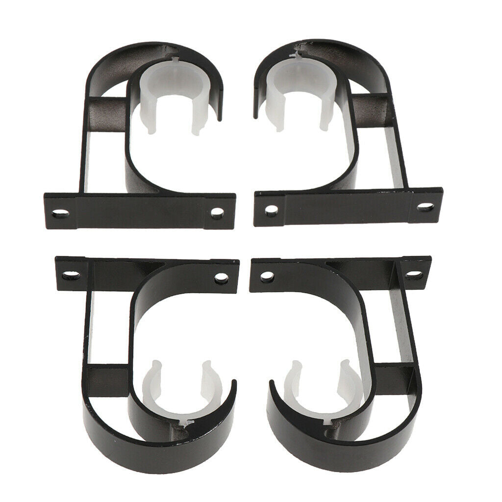 4 Pieces Aluminum Alloy Curtain Brackets Drapery Rod Holder Hardware Black