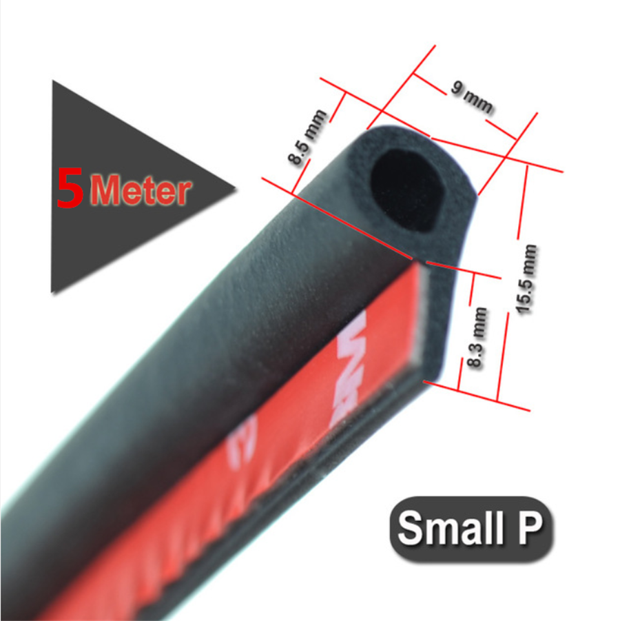 5M Rubber Small P Shape Car Door Edge Moulding Trim Edge Seal Strip Weatherstrip