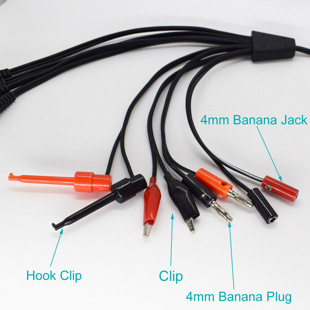 1set DC 5.5x2.1mm Female to 2.1mm Male/Banana Male/Female/Clip/Test Hook Cable