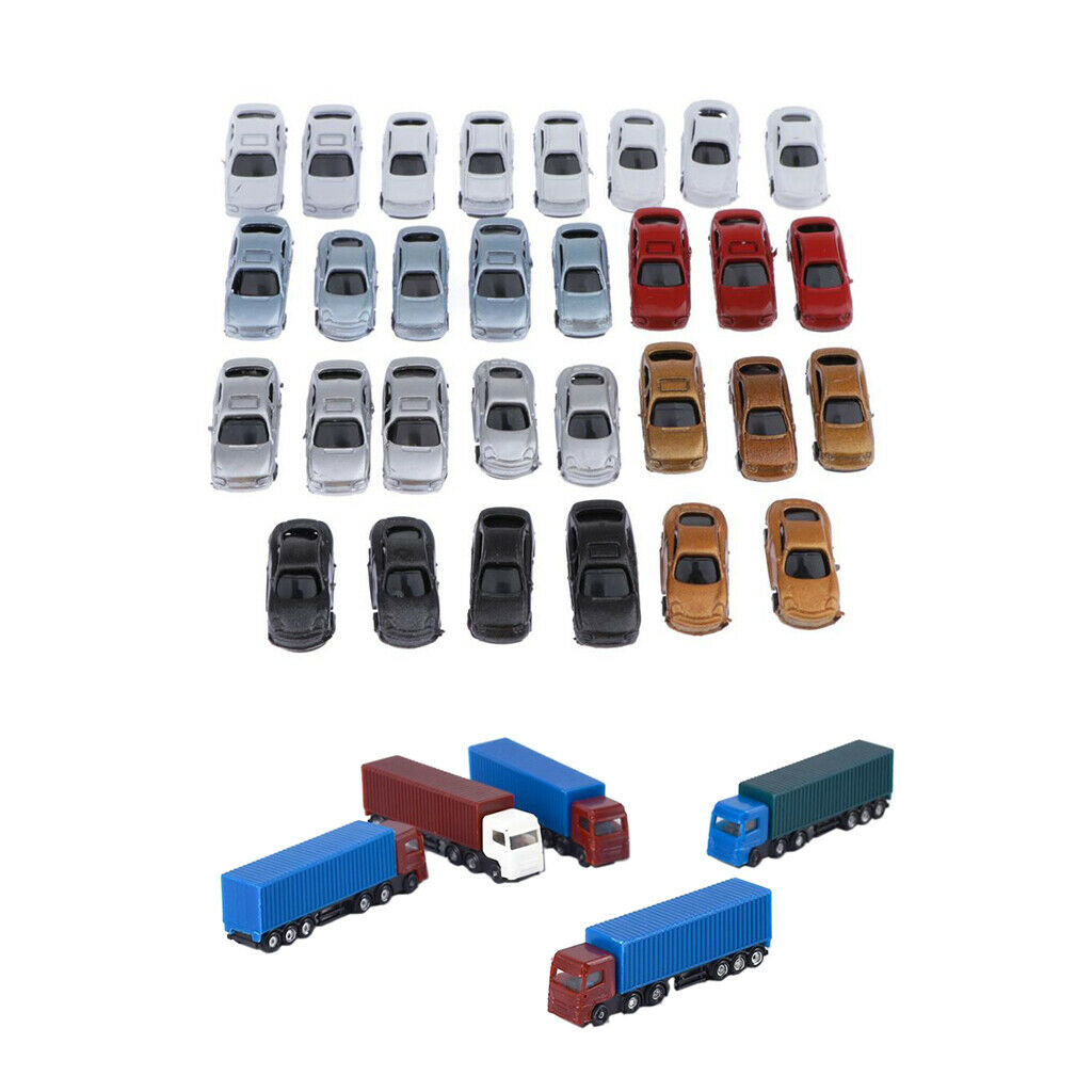 Set of 35 1/200 Car w/ Truck Parking Building Landscape Layout Accessory