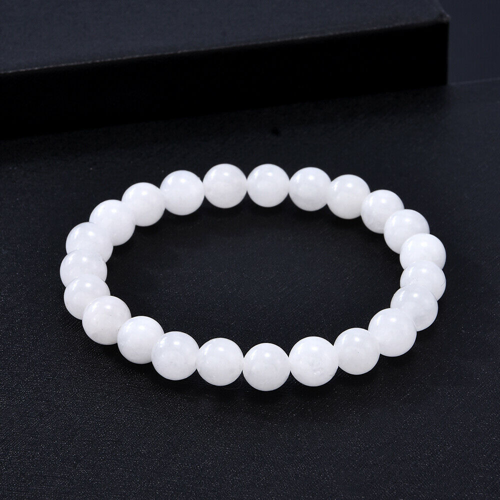 8mm Natural Selenite Handmade Mala Bracelet Spirituality Chakas Cuff Pray White