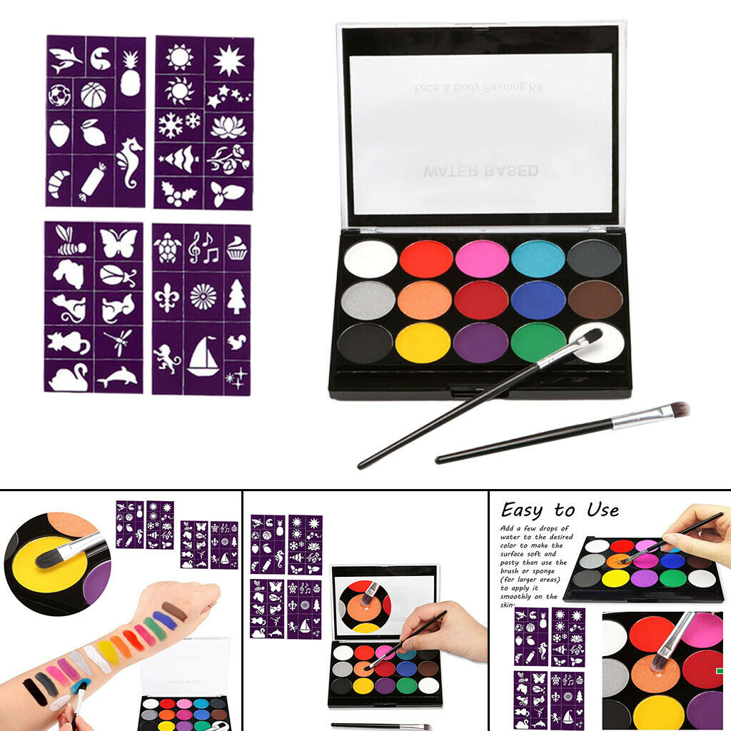 15 Colors Face Body Painting Palette Make Up Tool Set for Halloween Party