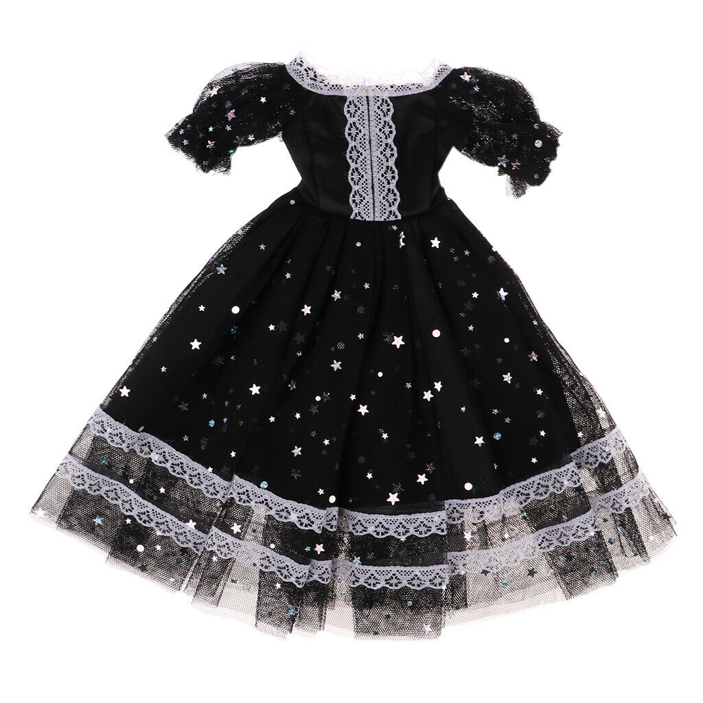 1/3 Sweet Black Short Sleeve Lace Gauzy Dress Skirt and Stockings for BJD Night