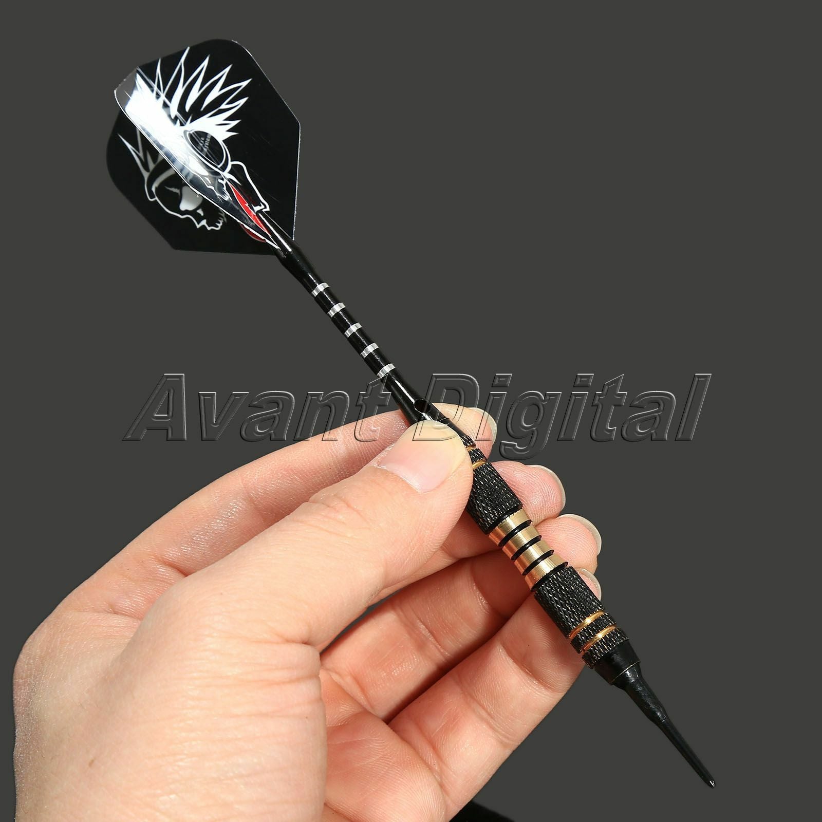 3× Darts Steel Tip Stainless Darts with Grooved Aluminium Dart Shafts Black