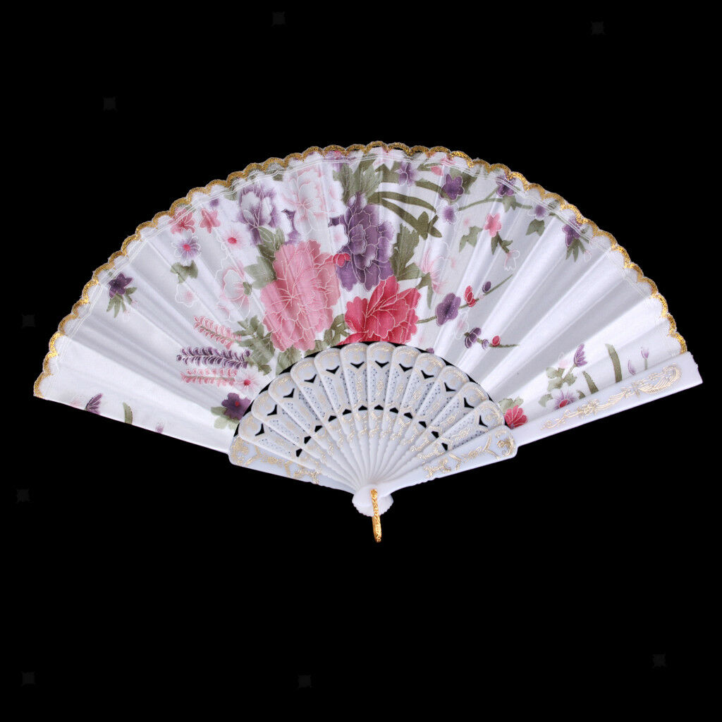 Retro Spanish Floral Fabric Foldable Lace Dancing Wedding Party Hand Fan