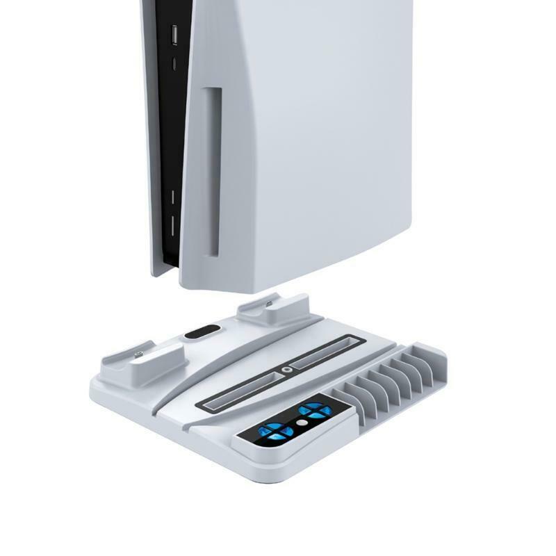 Dualsense Dock Cradle Charging Station Host Cooling Fan Game Disc Holder for PS5