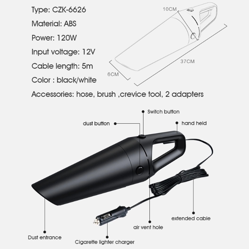 Handheld Portable 12V 120W Car Vehicle Auto Vacuum Dirt Cleaner Wet Dry Duster