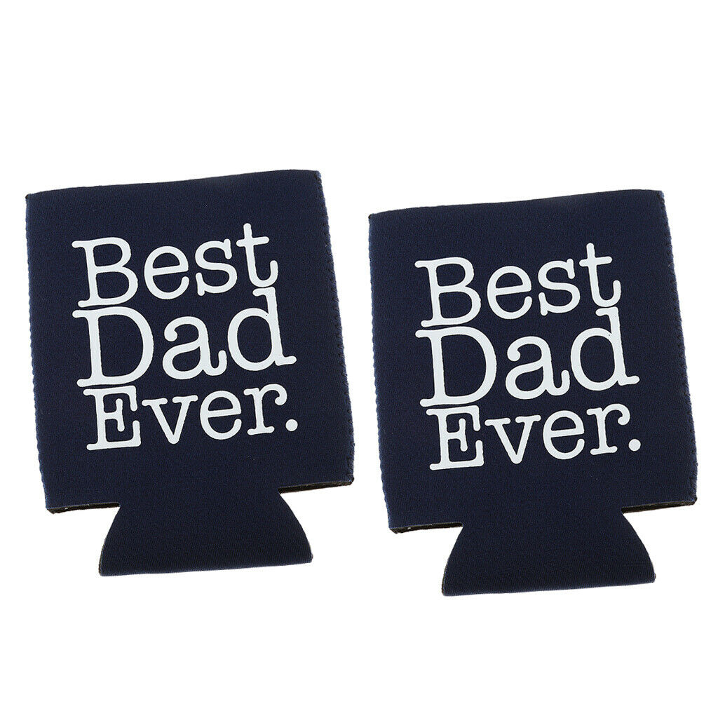 2pcs BEST DAD EVER Beer Cola Can Holder Cooler Fathers Day Gift 12.5x10cm 3