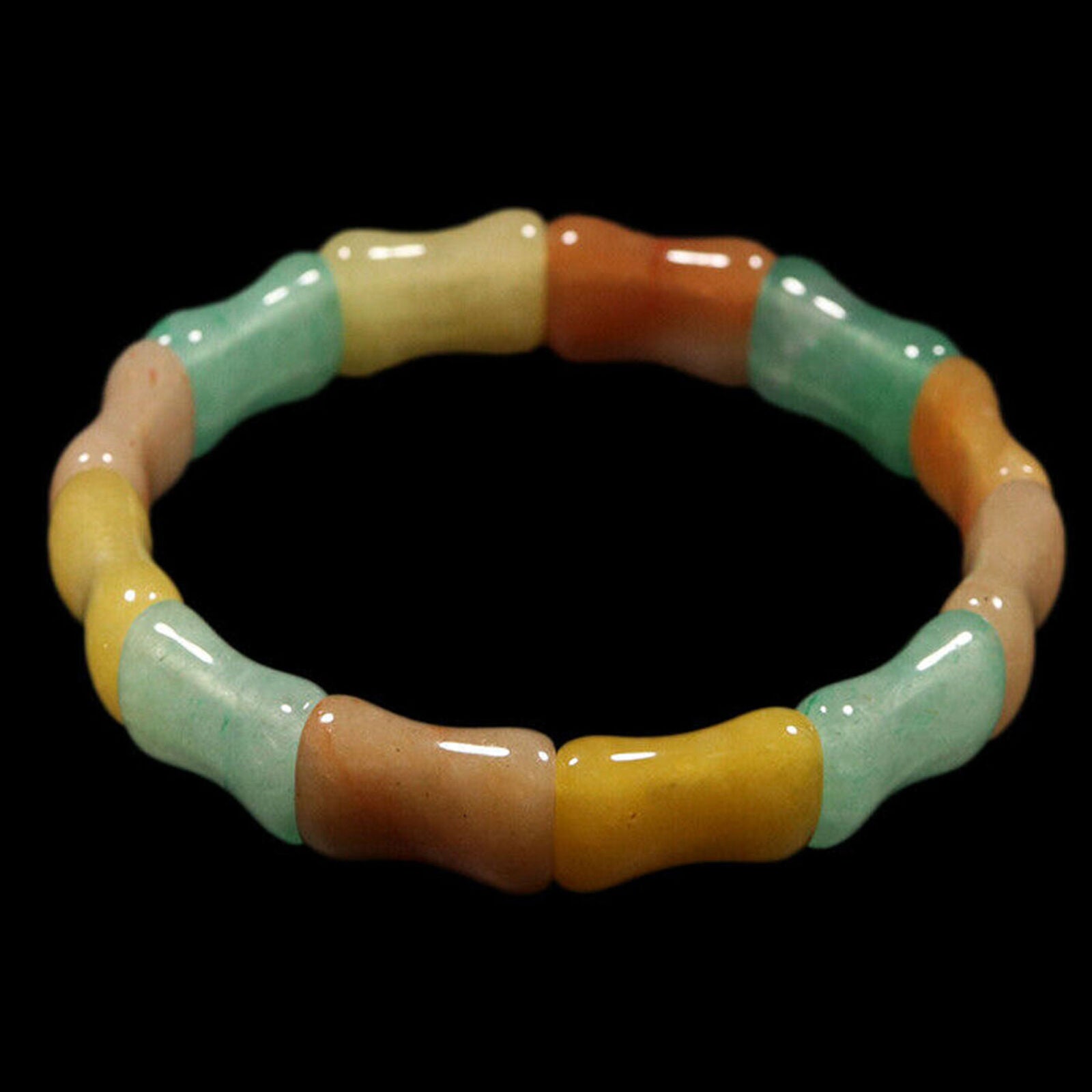 8" 100% Natural Grade A Yellow Brown Green Aventurine Jade Bracelet Bangle